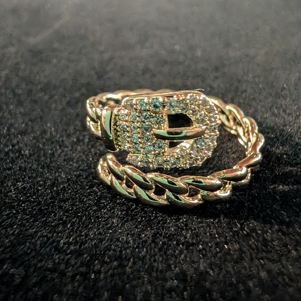 Adjustable Belt Buckle Design Gold Colored Ring - Picture 2 of 3